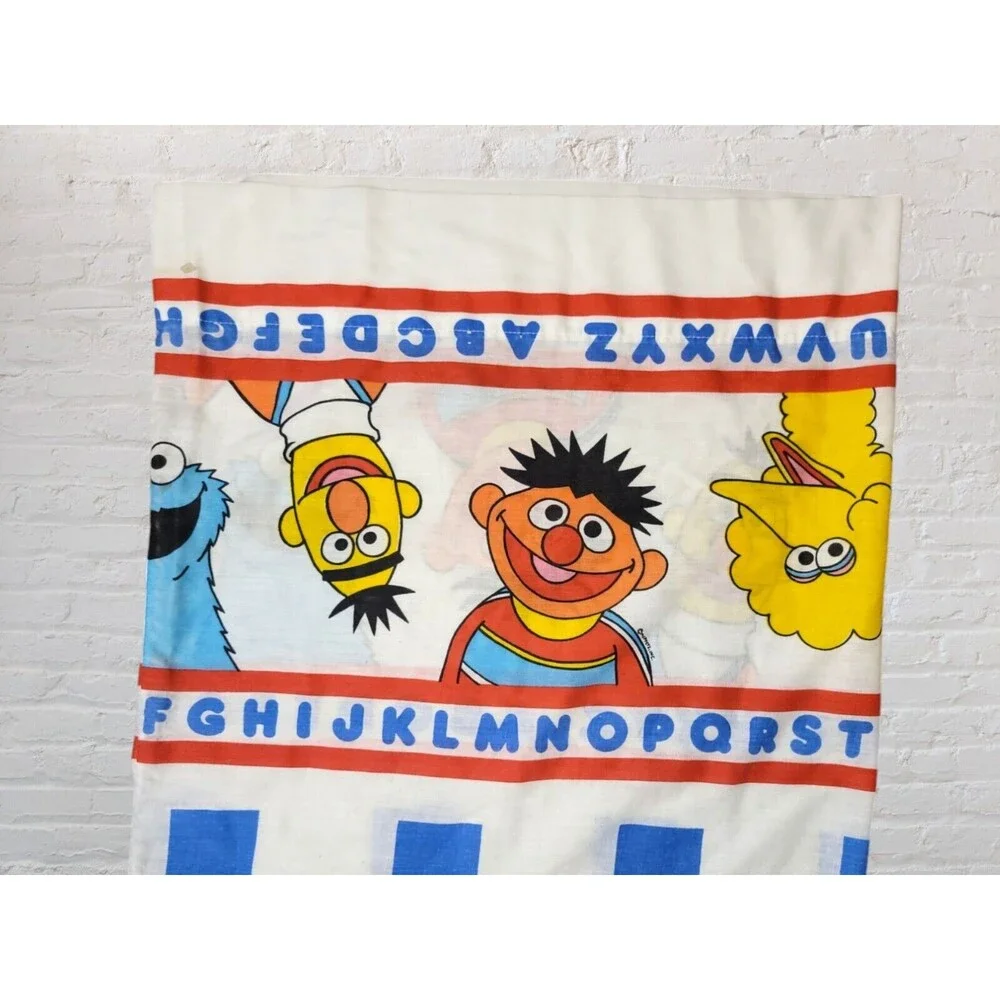 Vtg Stevens Sesame Street ABC Twin Flat Sheet & Pillowcase Set The Muppets USA